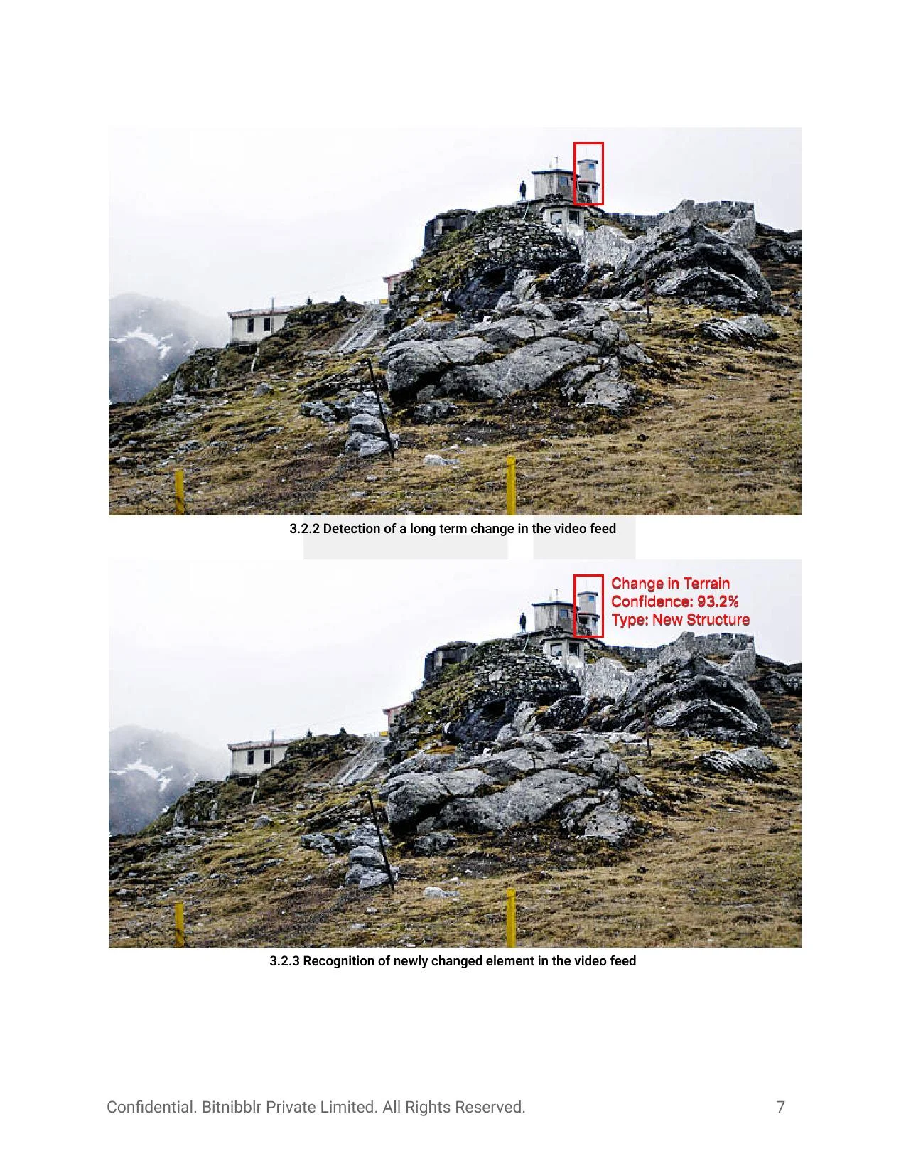 Terrain change classified: "New Structure" at 93.5% confidence